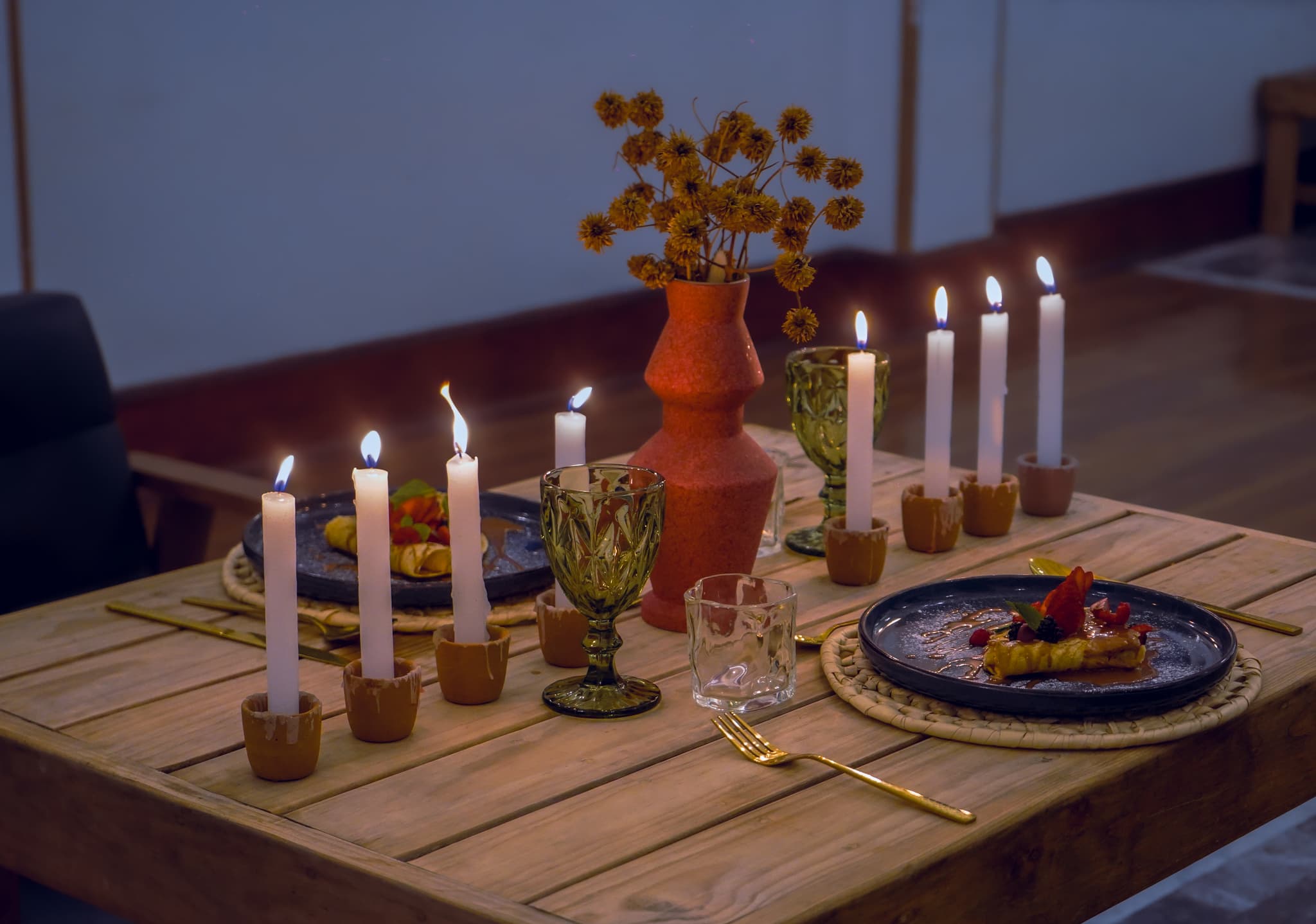Detalles de la mesa romántica